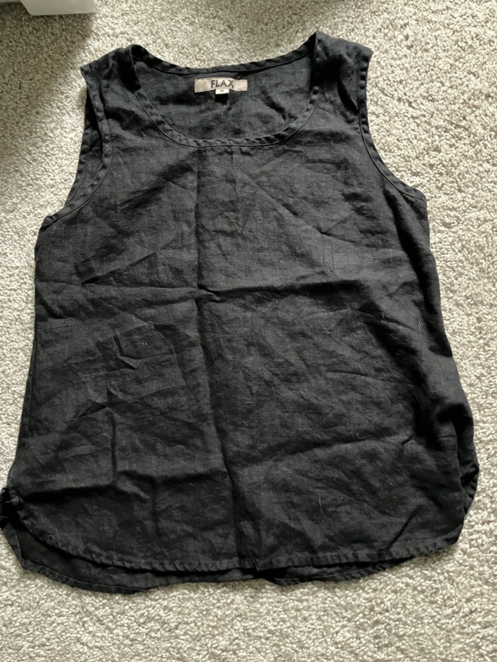 Flax Linen Tank Top Black Small